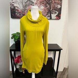 Pink Twill Women’s Sheath Dress  Size M Turtle Neck Pullover Long Sleeve